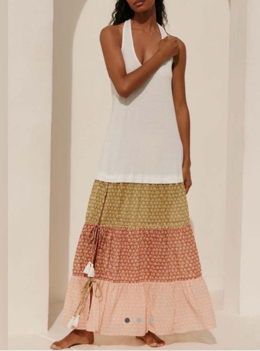 Celandine Sleeveless Scoop-Neck Tiered Maxi Dress